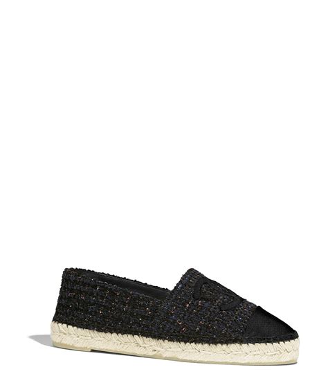 chanel espadrilles navy leather|Chanel tweed espadrilles.